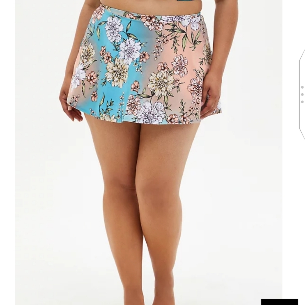 🆕👙 3X TORRID BLUE FLORAL BIKINI TOP AND SWIM SKIRT SET👙 - Picture 5 of 16